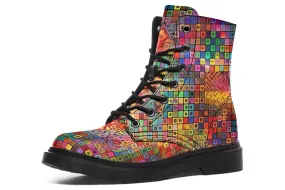 Blottered Grid Combat Boots