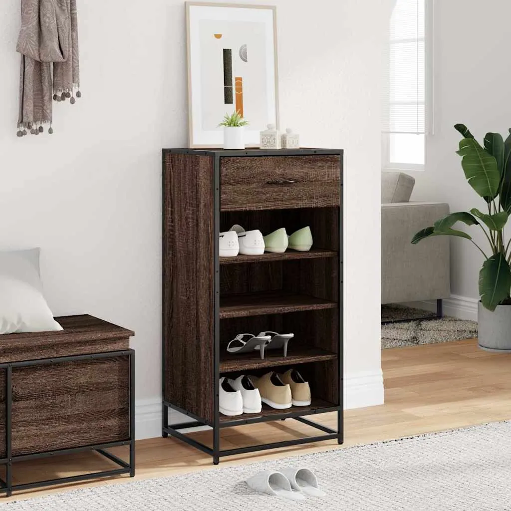 vidaXL Shoe Rack Brown Oak 48x38x97.5 cm Engineered Wood